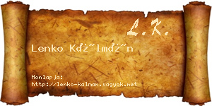 Lenko Kálmán névjegykártya
